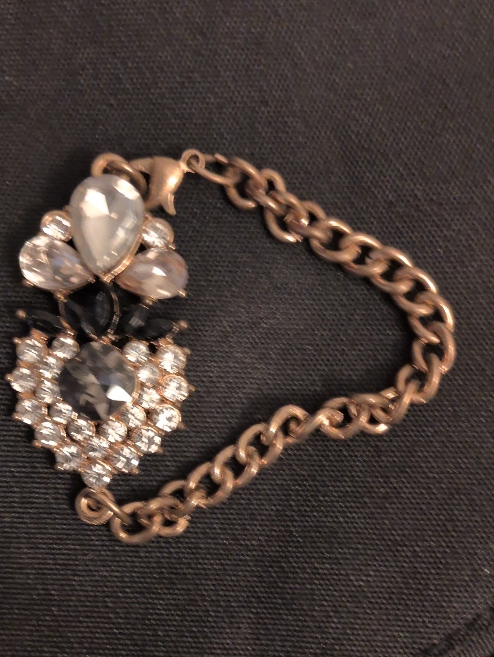 Gold-Tone Crystal Statement Bracelet in Black and Clear